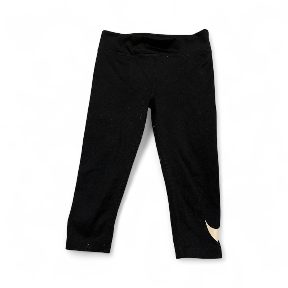 Nike Kids Black Leggings with Crescent Accent